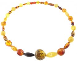 Beads made of multi-colored amber stones